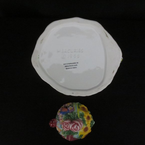 90s Mercuries Bright Colorful Springtime Whimsical Bunnies Ceramic Teapot & Lid - Picture 7 of 9